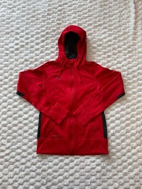 Nike Therma-FIT Women’s Red Full-Zip Fleece Hoodie - Size Medium